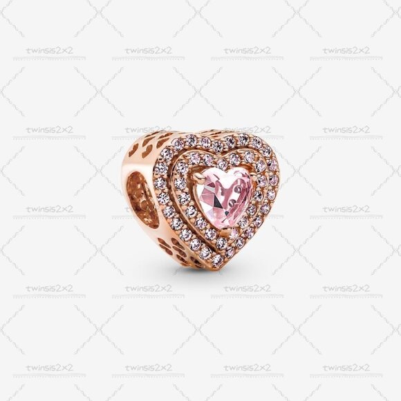 Pandora Sparkling Levelled Heart Charm|Pendant - Picture 1 of 2